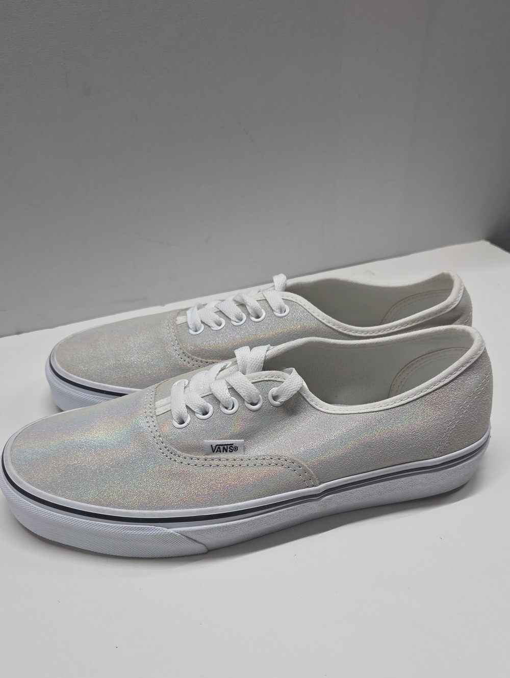 Vans Women's Iridescent Leather Sneakers in Shimmer White Size 10